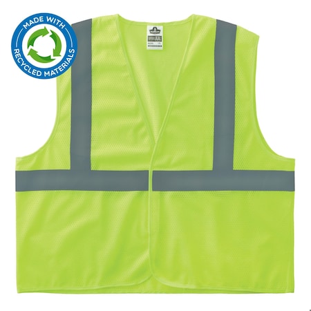 Ergodyne Hi-Vis Safety Vest, 100% recycled polyester, Lime, Size 4XL/5XL 8205HL-ECO